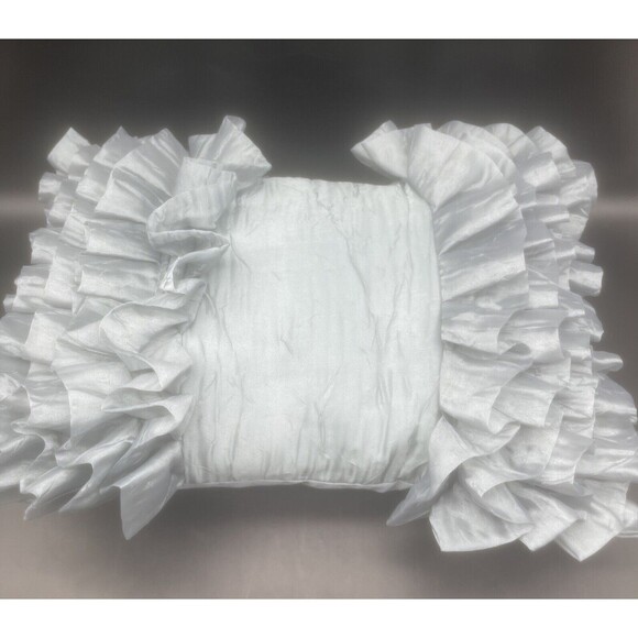 Bluish Green Polyester Ruffled Rectangular Throw Pillows By Thro 22” X 16”- 2 - Picture 5 of 12